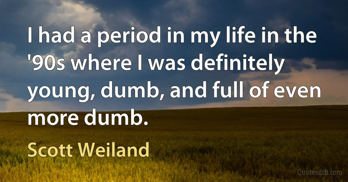 I had a period in my life in the '90s where I was definitely young, dumb, and full of even more dumb. (Scott Weiland)