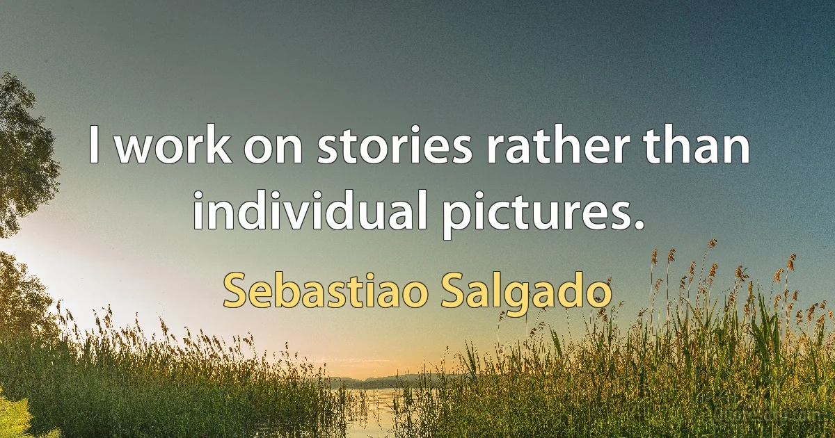 I work on stories rather than individual pictures. (Sebastiao Salgado)