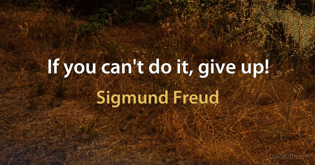 If you can't do it, give up! (Sigmund Freud)