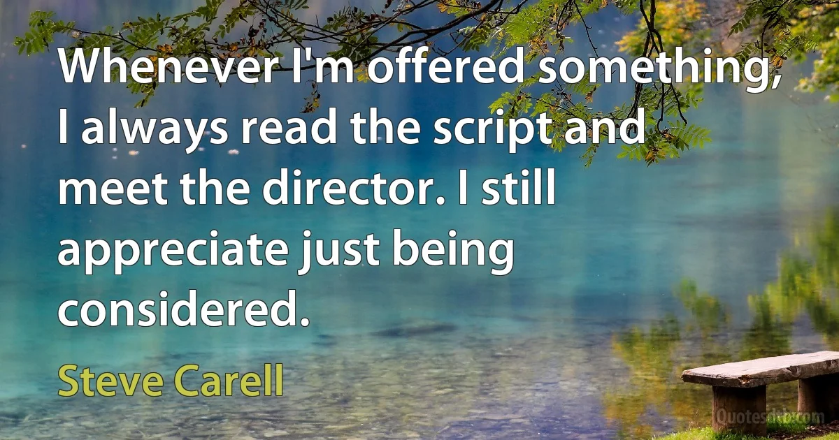 Whenever I'm offered something, I always read the script and meet the director. I still appreciate just being considered. (Steve Carell)