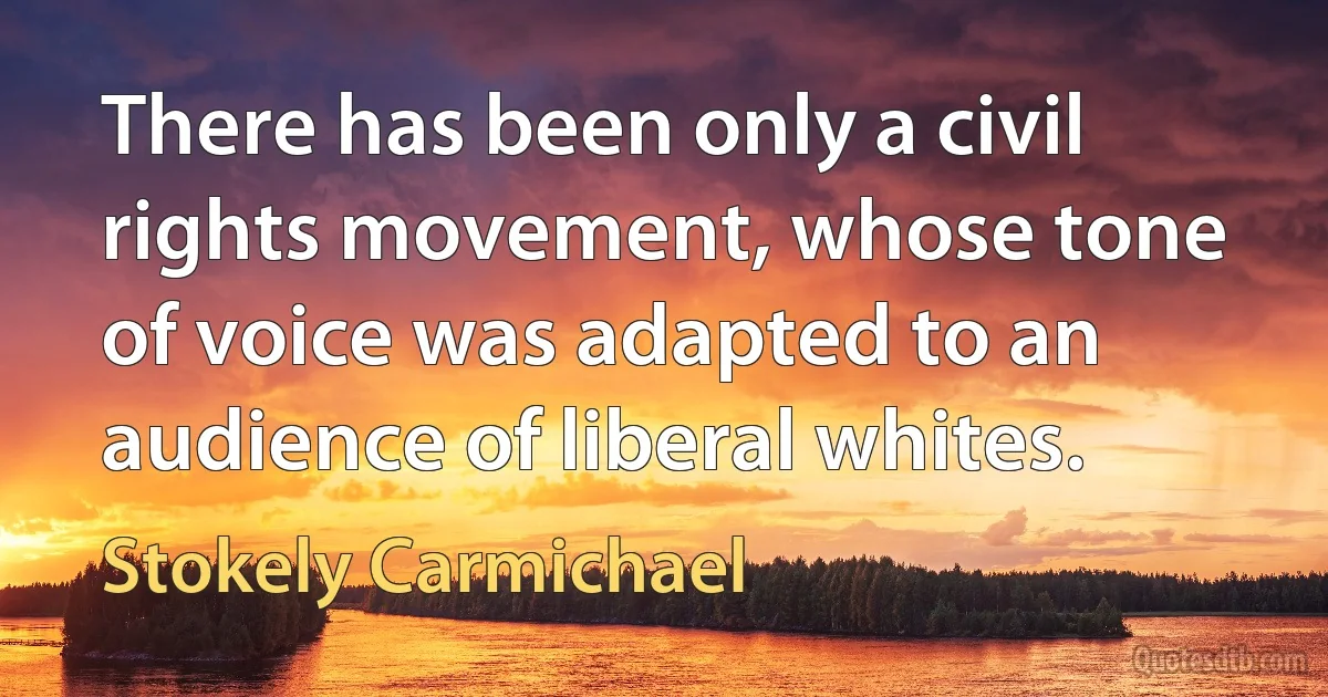 There has been only a civil rights movement, whose tone of voice was adapted to an audience of liberal whites. (Stokely Carmichael)