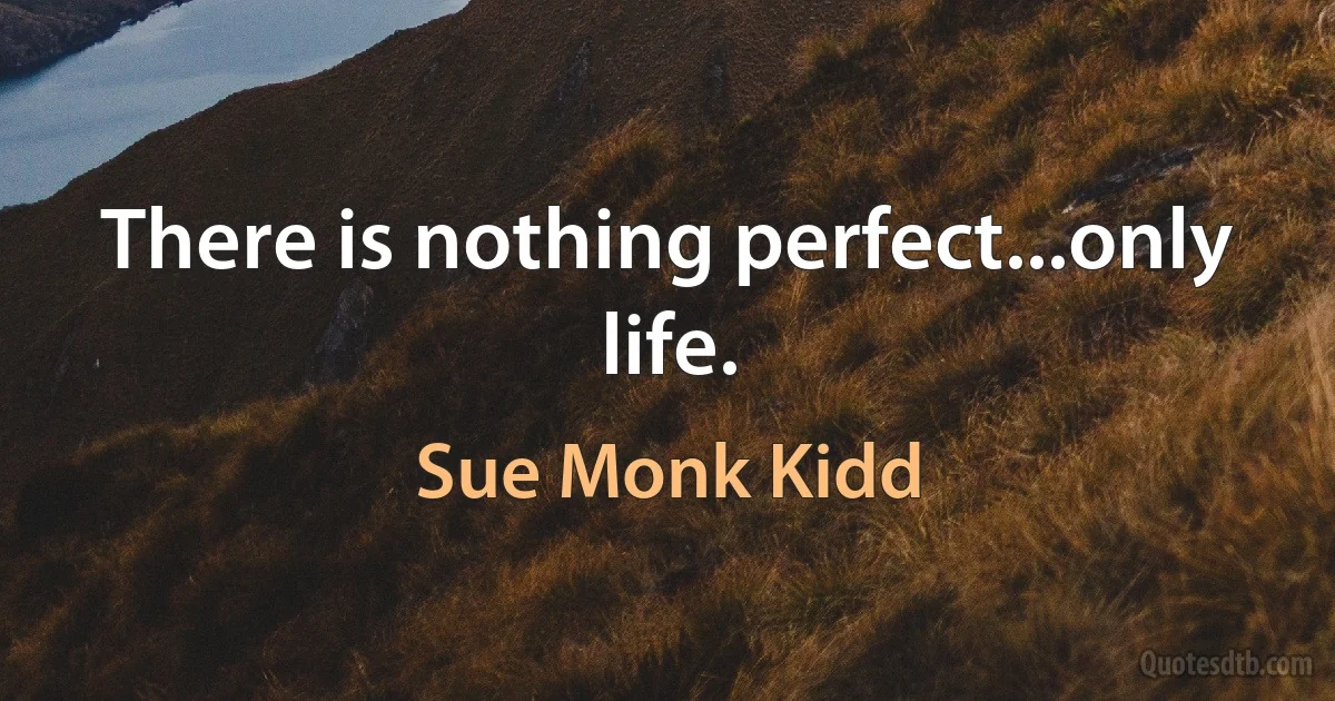 There is nothing perfect...only life. (Sue Monk Kidd)