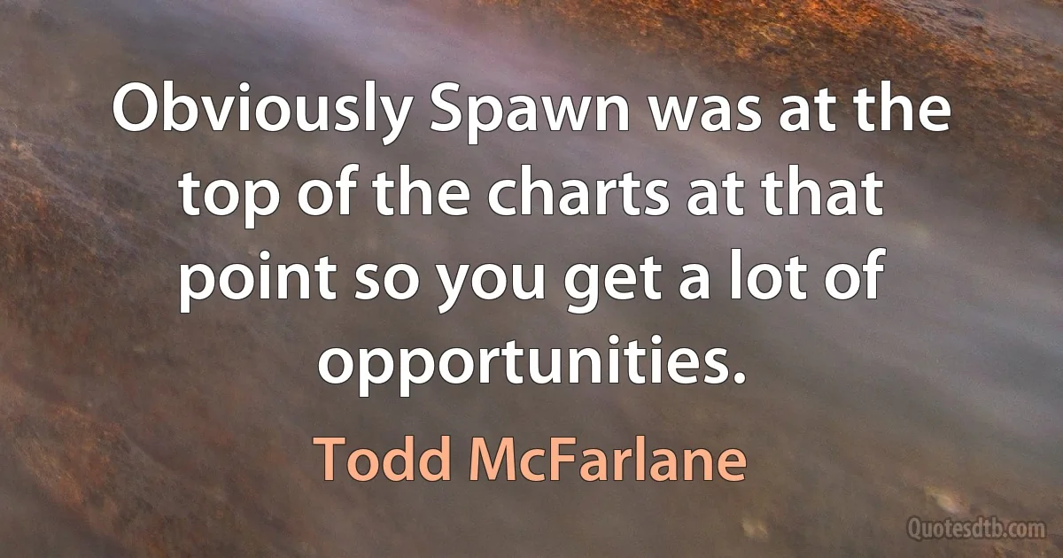 Obviously Spawn was at the top of the charts at that point so you get a lot of opportunities. (Todd McFarlane)