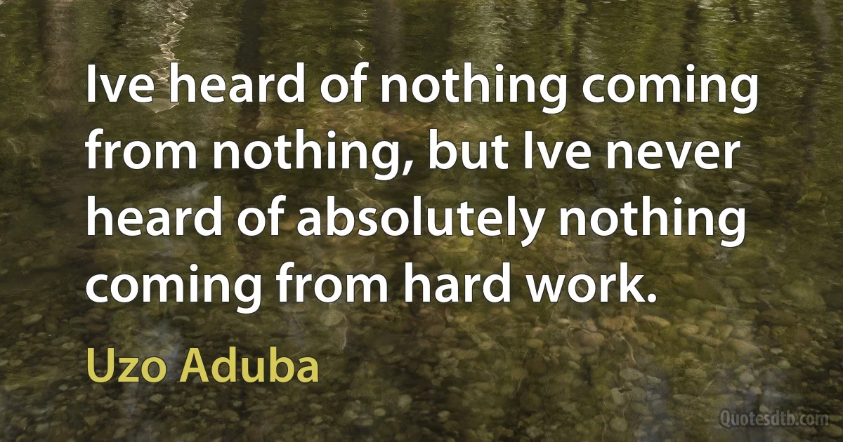 Ive heard of nothing coming from nothing, but Ive never heard of absolutely nothing coming from hard work. (Uzo Aduba)