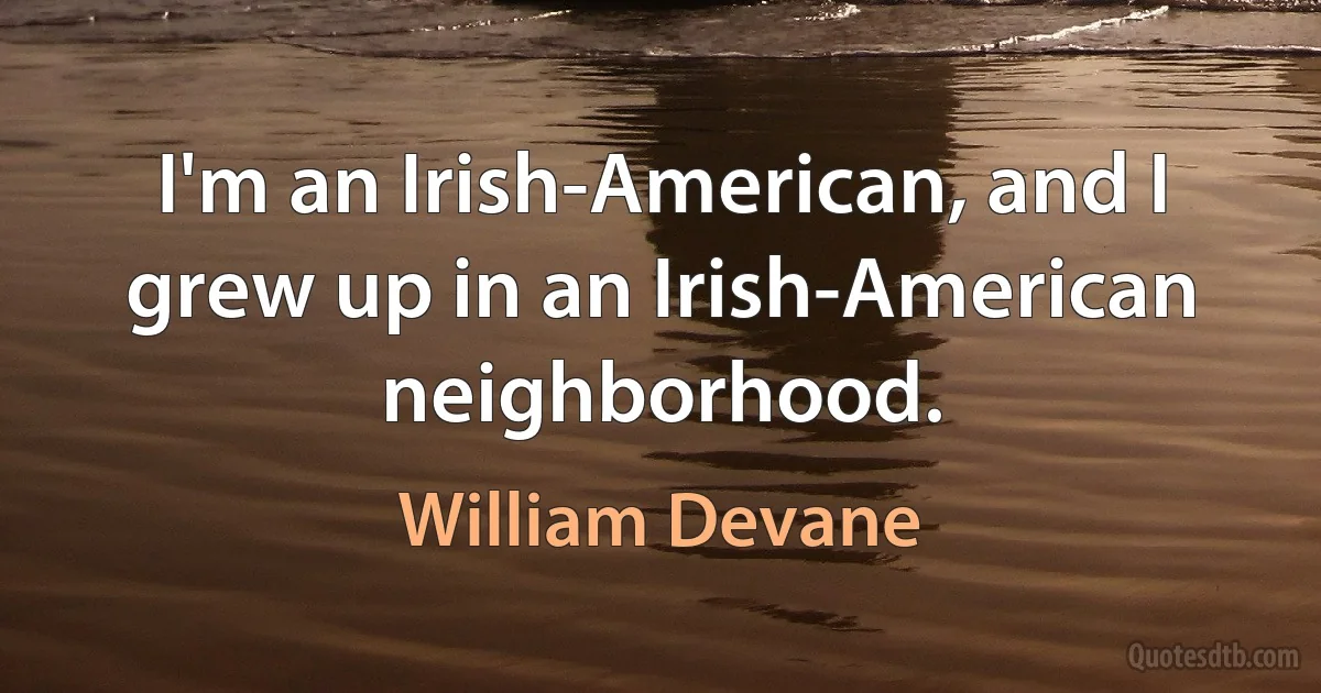 I'm an Irish-American, and I grew up in an Irish-American neighborhood. (William Devane)