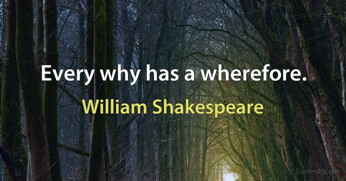 Every why has a wherefore. (William Shakespeare)