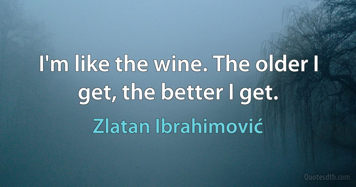 I'm like the wine. The older I get, the better I get. (Zlatan Ibrahimović)