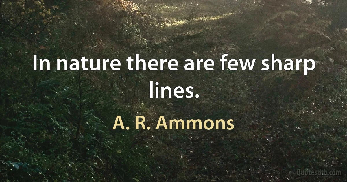 In nature there are few sharp lines. (A. R. Ammons)