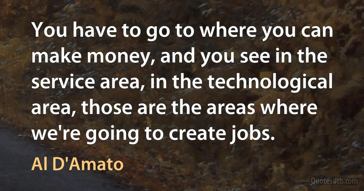 You have to go to where you can make money, and you see in the service area, in the technological area, those are the areas where we're going to create jobs. (Al D'Amato)