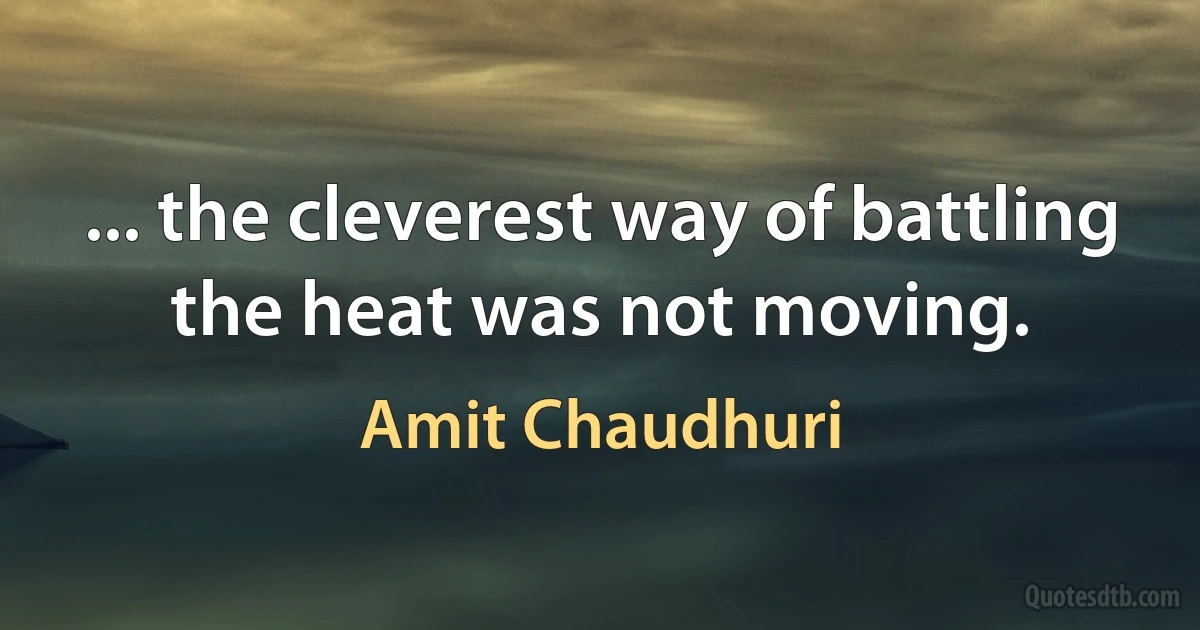 ... the cleverest way of battling the heat was not moving. (Amit Chaudhuri)