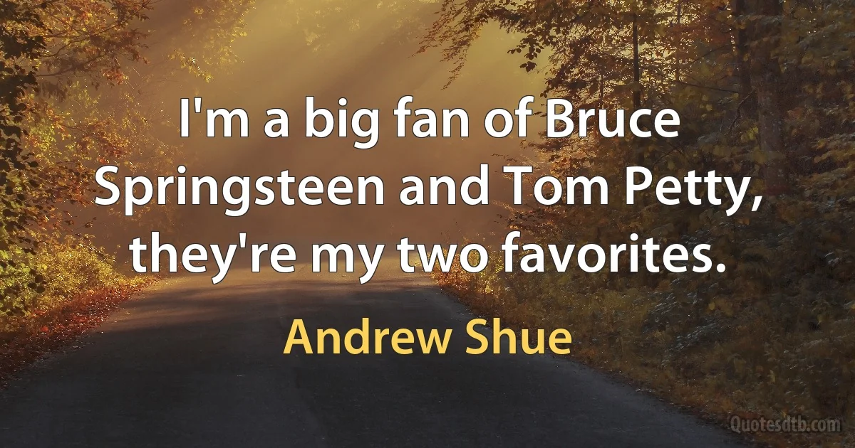 I'm a big fan of Bruce Springsteen and Tom Petty, they're my two favorites. (Andrew Shue)