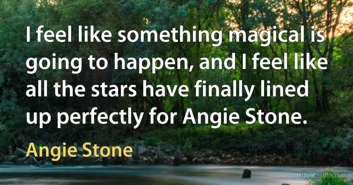 I feel like something magical is going to happen, and I feel like all the stars have finally lined up perfectly for Angie Stone. (Angie Stone)