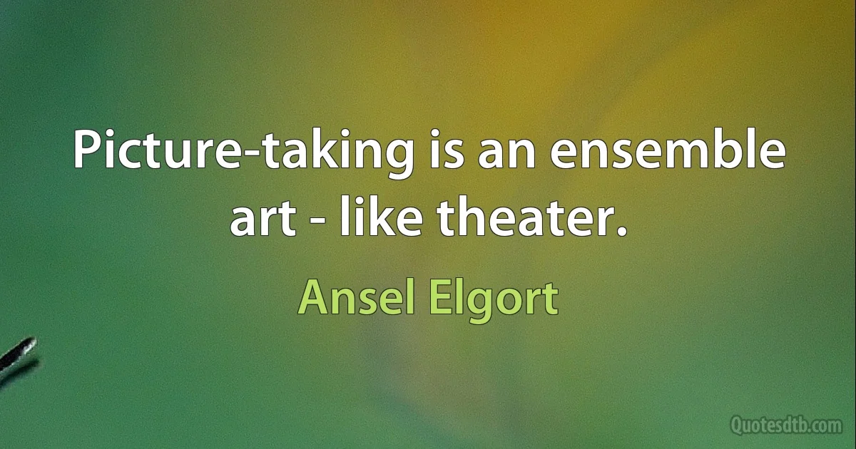 Picture-taking is an ensemble art - like theater. (Ansel Elgort)