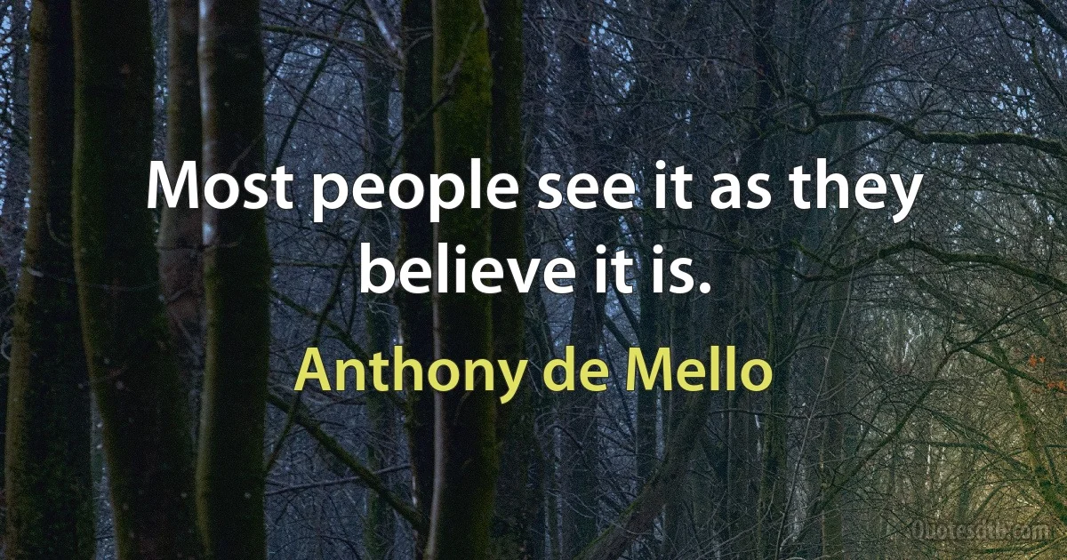 Most people see it as they believe it is. (Anthony de Mello)