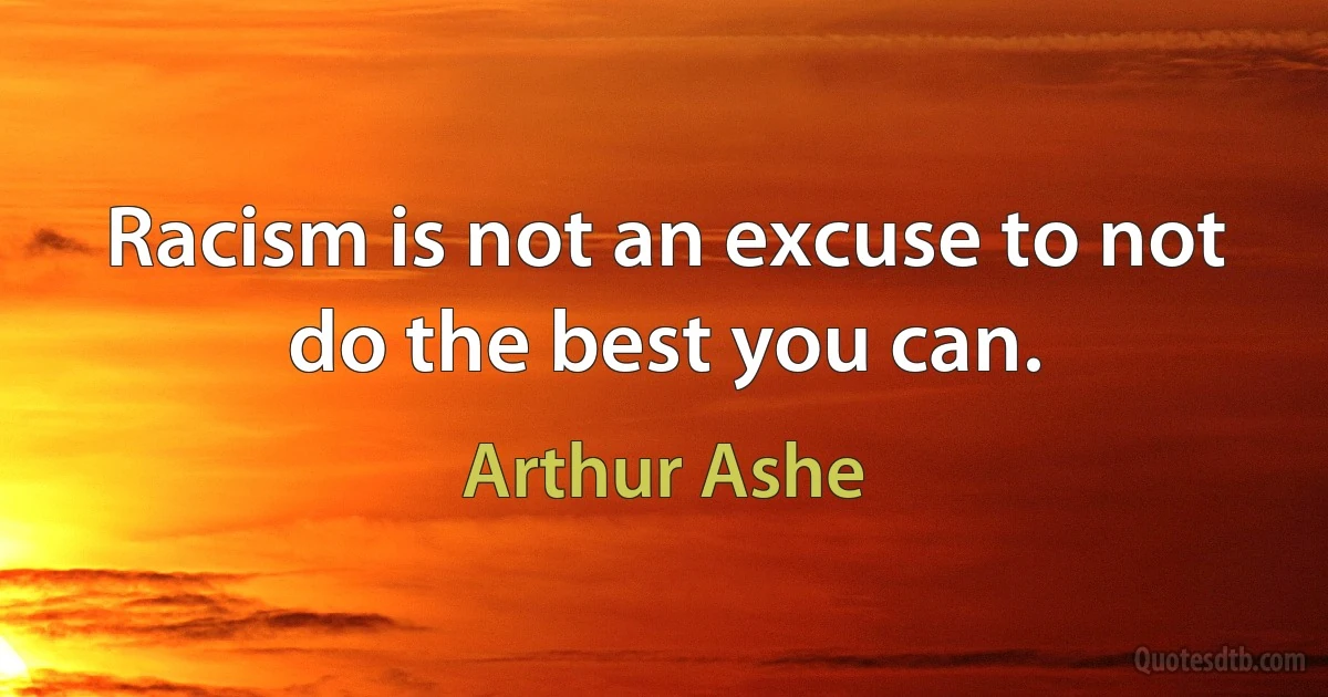 Racism is not an excuse to not do the best you can. (Arthur Ashe)