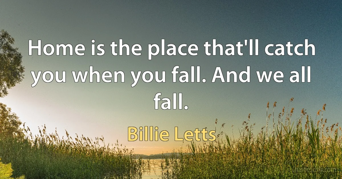 Home is the place that'll catch you when you fall. And we all fall. (Billie Letts)