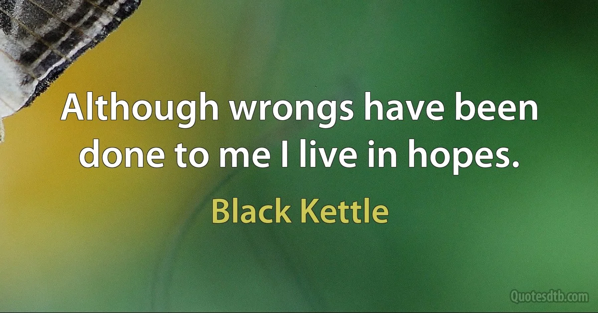 Although wrongs have been done to me I live in hopes. (Black Kettle)