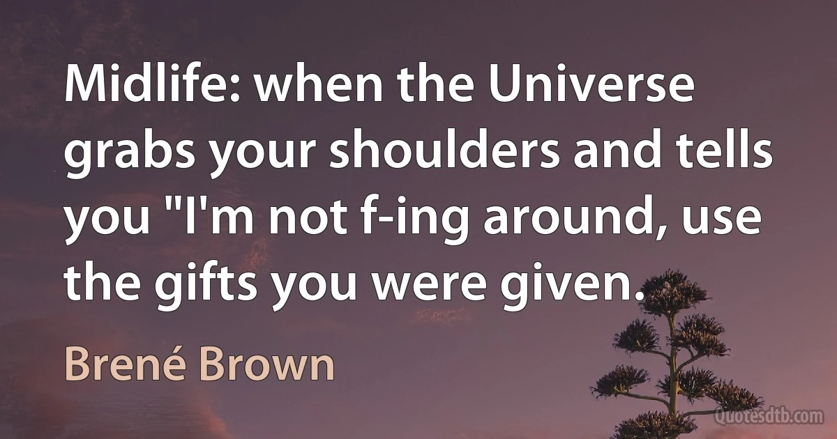 Midlife: when the Universe grabs your shoulders and tells you "I'm not f-ing around, use the gifts you were given. (Brené Brown)