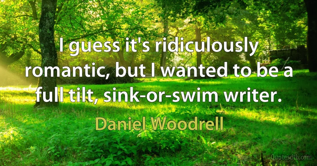 I guess it's ridiculously romantic, but I wanted to be a full tilt, sink-or-swim writer. (Daniel Woodrell)