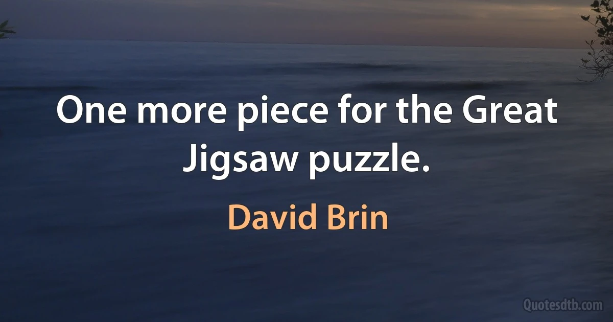 One more piece for the Great Jigsaw puzzle. (David Brin)