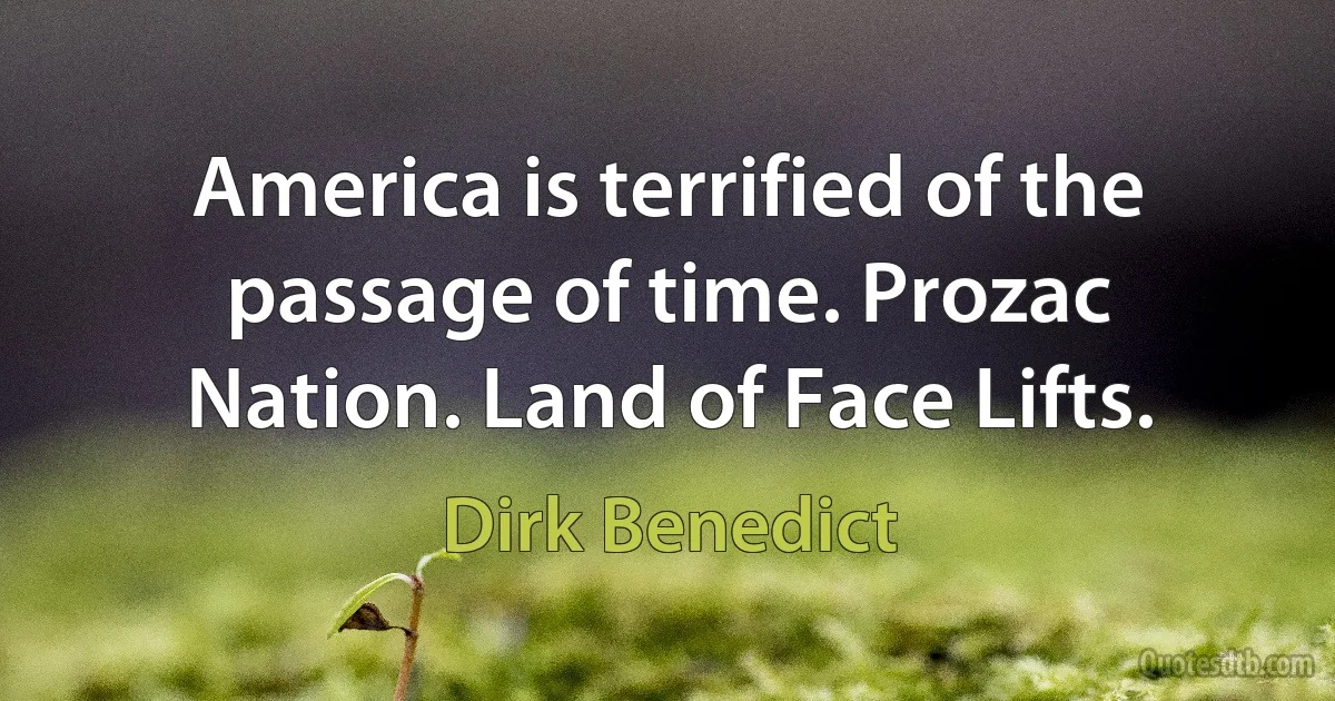 America is terrified of the passage of time. Prozac Nation. Land of Face Lifts. (Dirk Benedict)