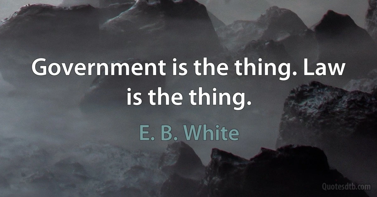 Government is the thing. Law is the thing. (E. B. White)