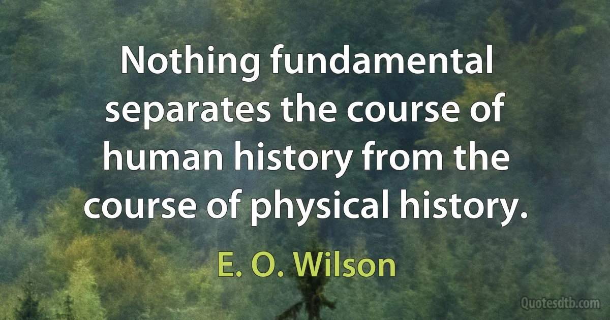 Nothing fundamental separates the course of human history from the course of physical history. (E. O. Wilson)