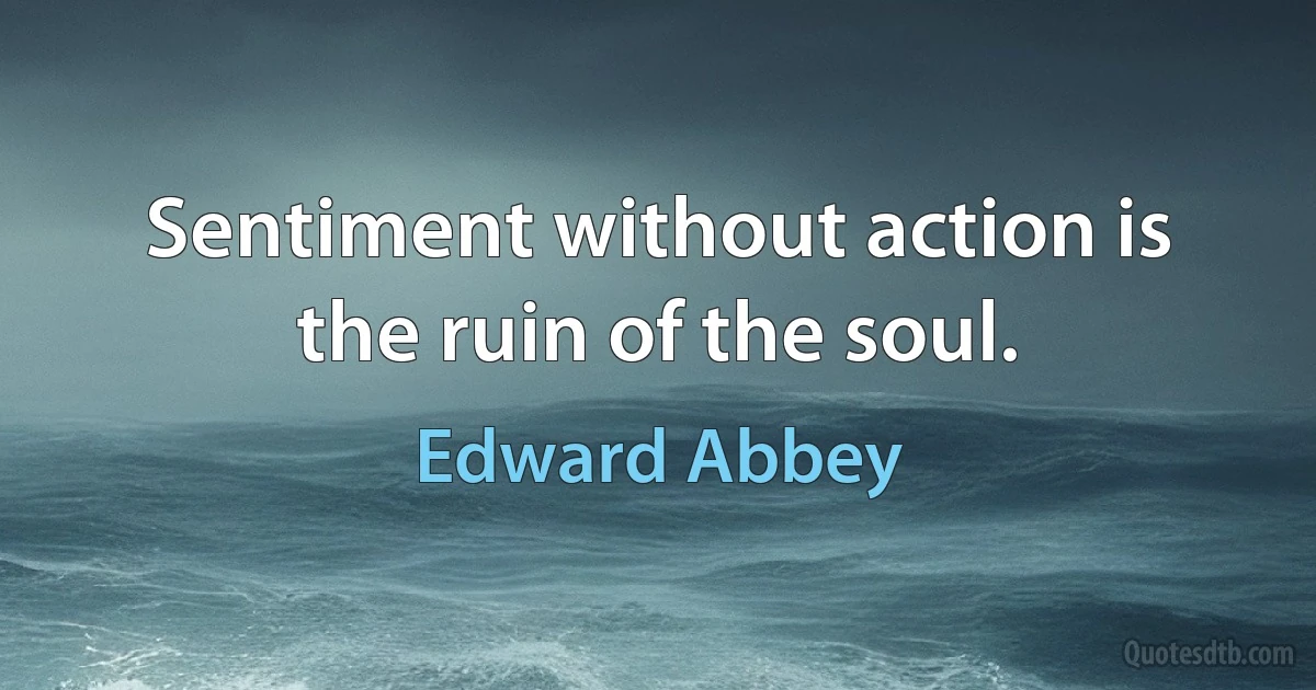 Sentiment without action is the ruin of the soul. (Edward Abbey)