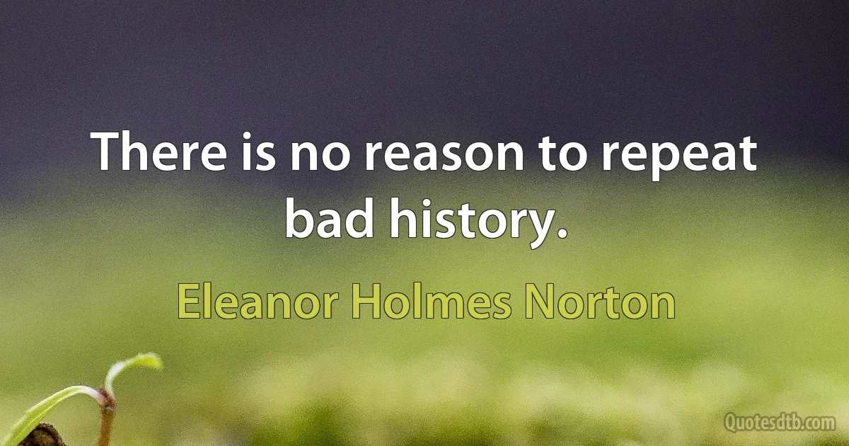 There is no reason to repeat bad history. (Eleanor Holmes Norton)