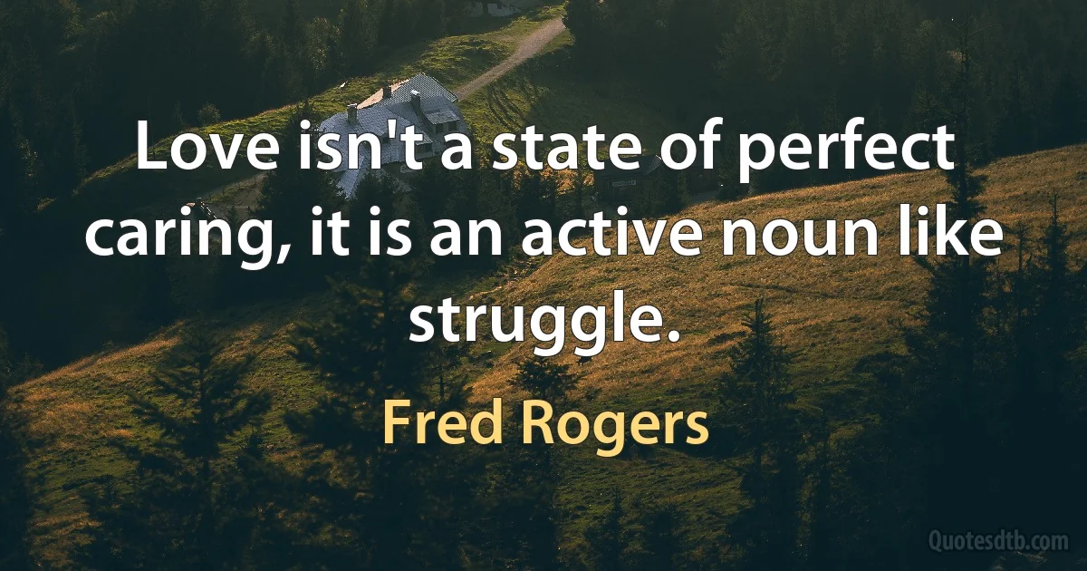 Love isn't a state of perfect caring, it is an active noun like struggle. (Fred Rogers)