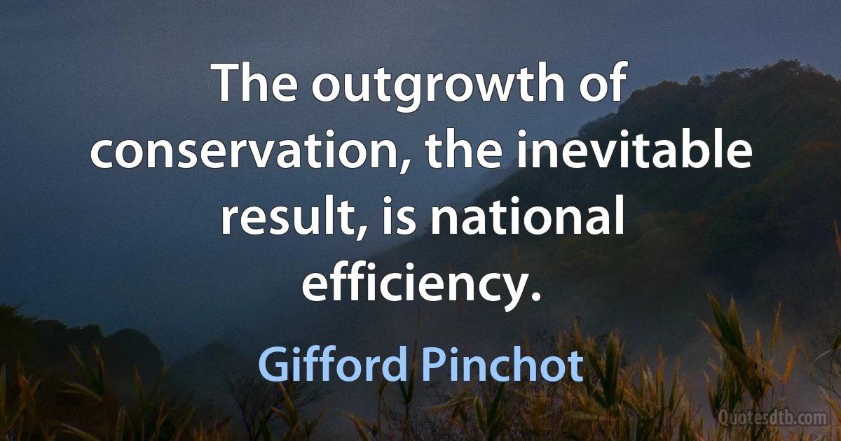 The outgrowth of conservation, the inevitable result, is national efficiency. (Gifford Pinchot)