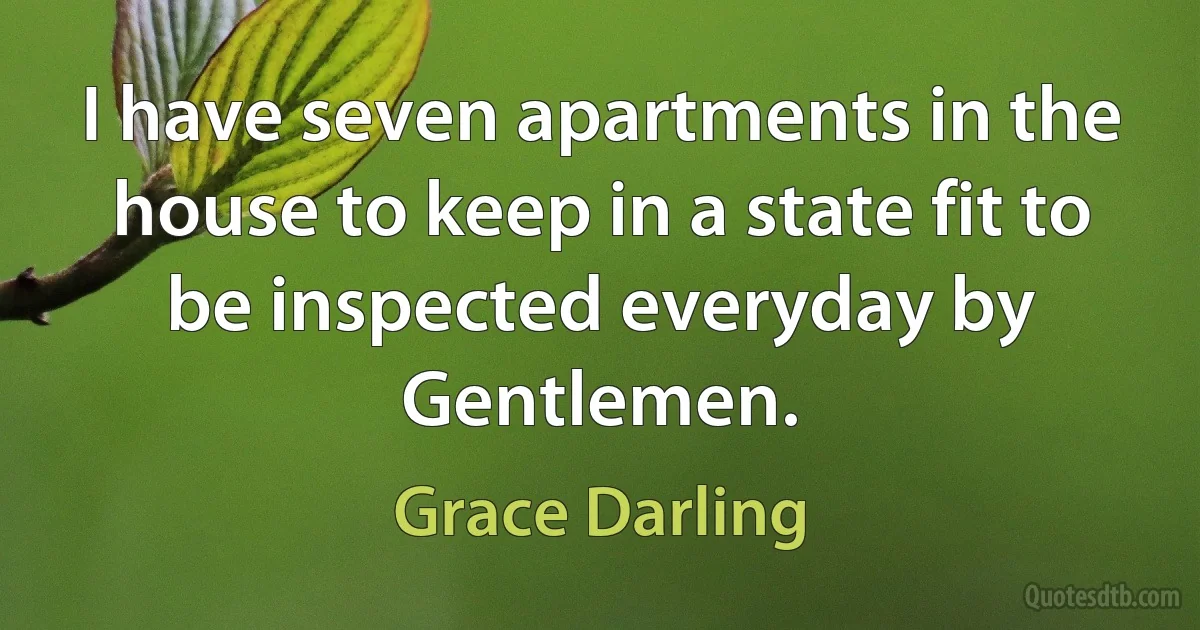 I have seven apartments in the house to keep in a state fit to be inspected everyday by Gentlemen. (Grace Darling)