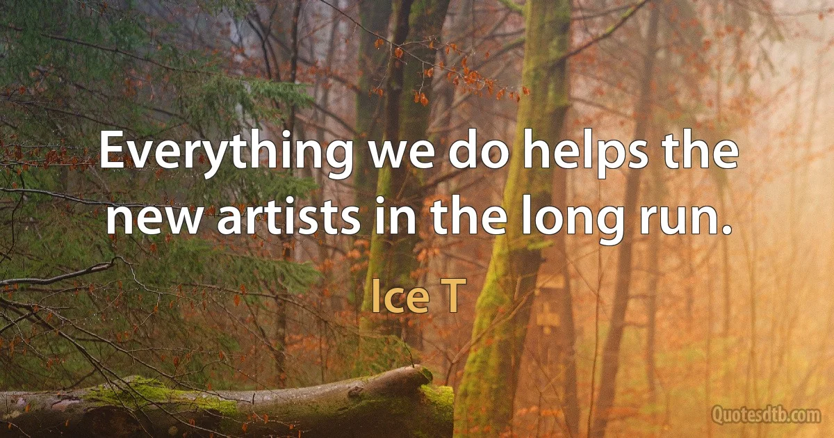 Everything we do helps the new artists in the long run. (Ice T)