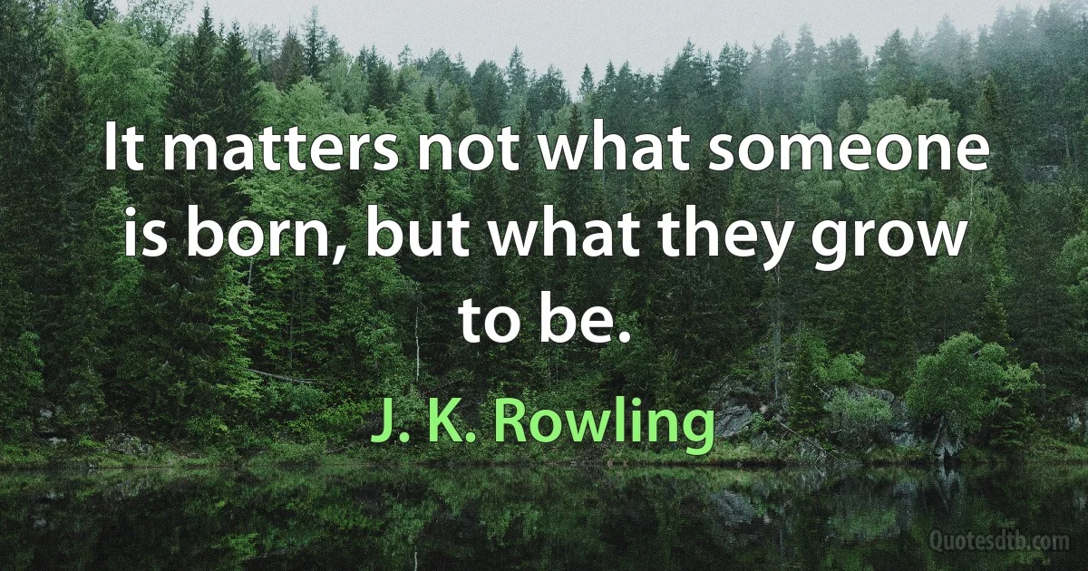 It matters not what someone is born, but what they grow to be. (J. K. Rowling)