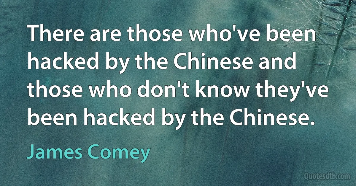 There are those who've been hacked by the Chinese and those who don't know they've been hacked by the Chinese. (James Comey)