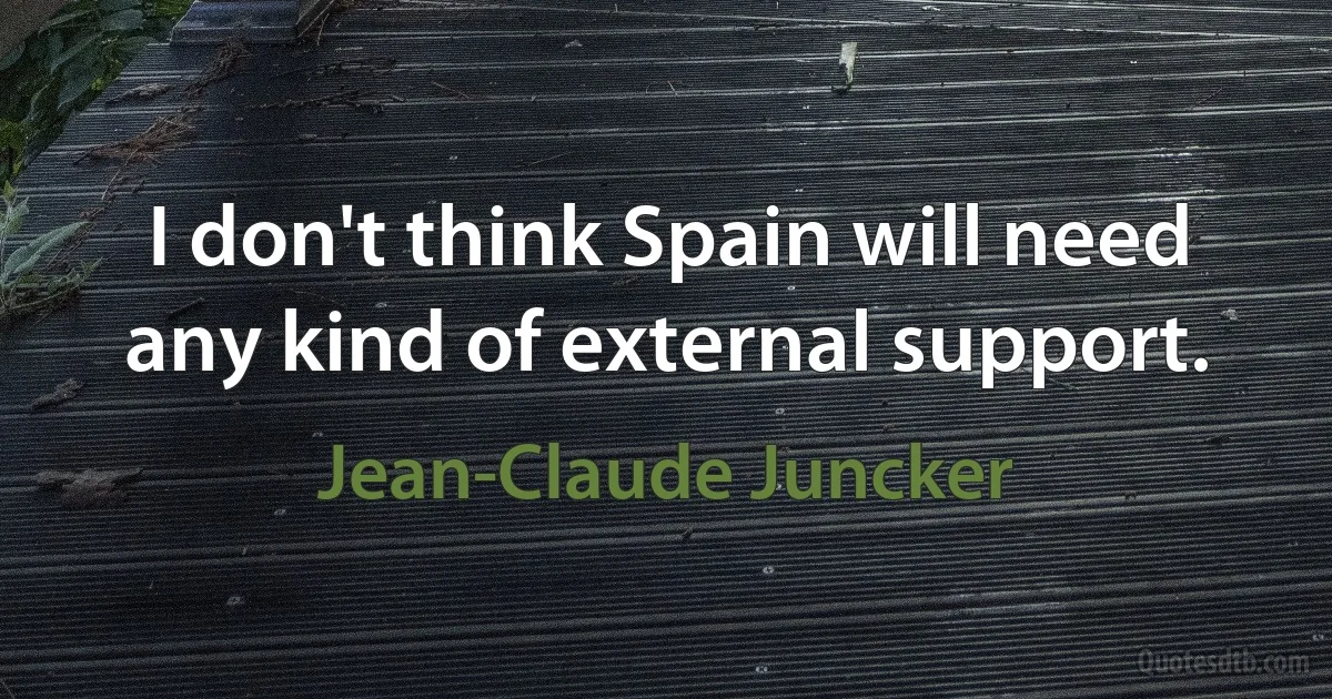 I don't think Spain will need any kind of external support. (Jean-Claude Juncker)