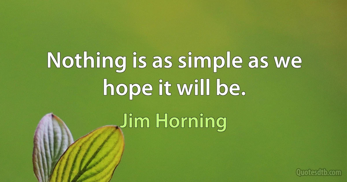 Nothing is as simple as we hope it will be. (Jim Horning)