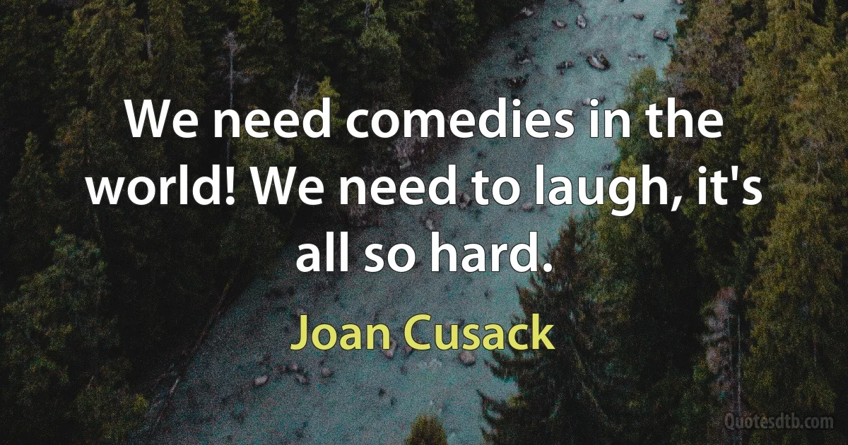 We need comedies in the world! We need to laugh, it's all so hard. (Joan Cusack)