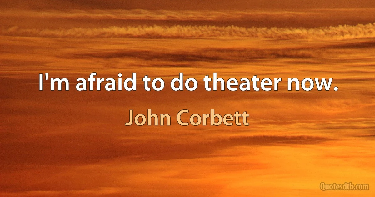 I'm afraid to do theater now. (John Corbett)