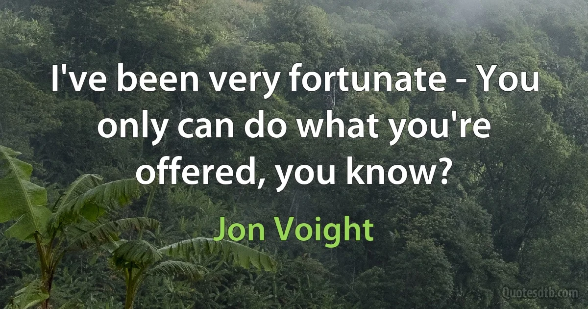 I've been very fortunate - You only can do what you're offered, you know? (Jon Voight)