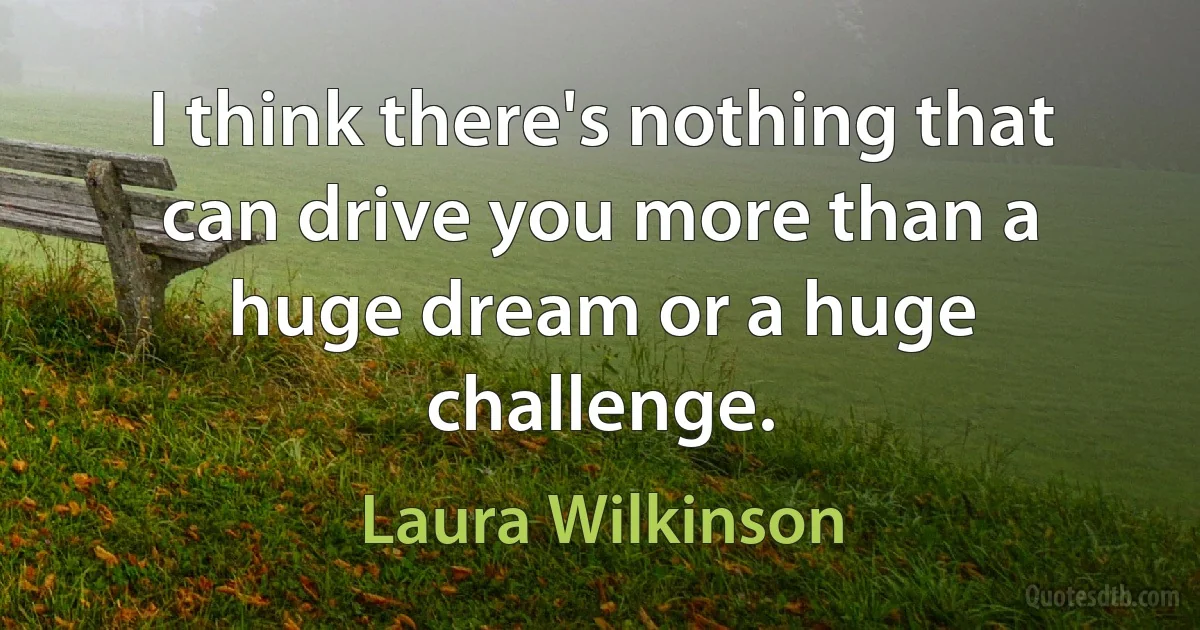 I think there's nothing that can drive you more than a huge dream or a huge challenge. (Laura Wilkinson)