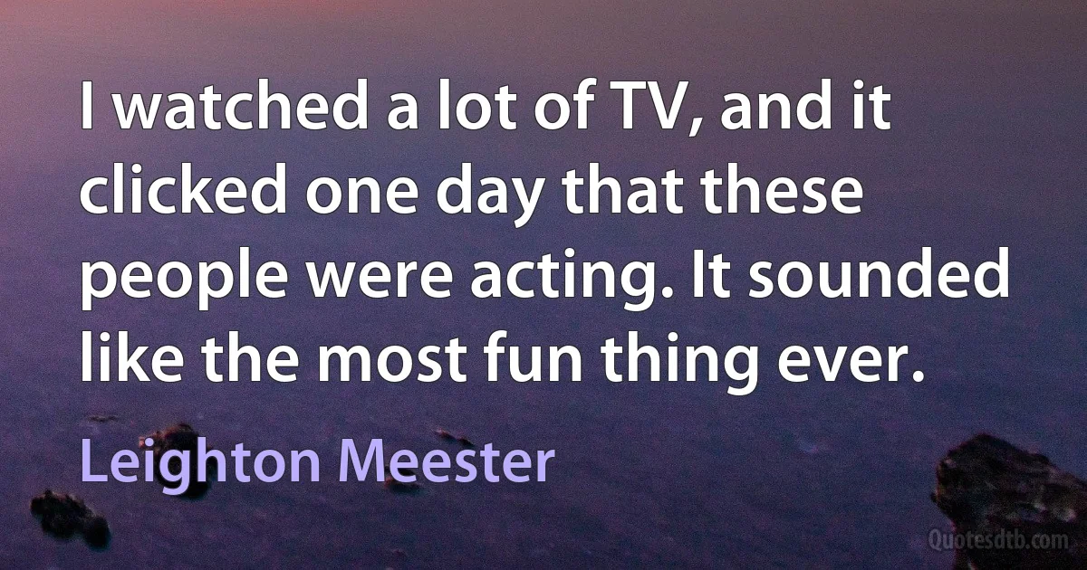 I watched a lot of TV, and it clicked one day that these people were acting. It sounded like the most fun thing ever. (Leighton Meester)