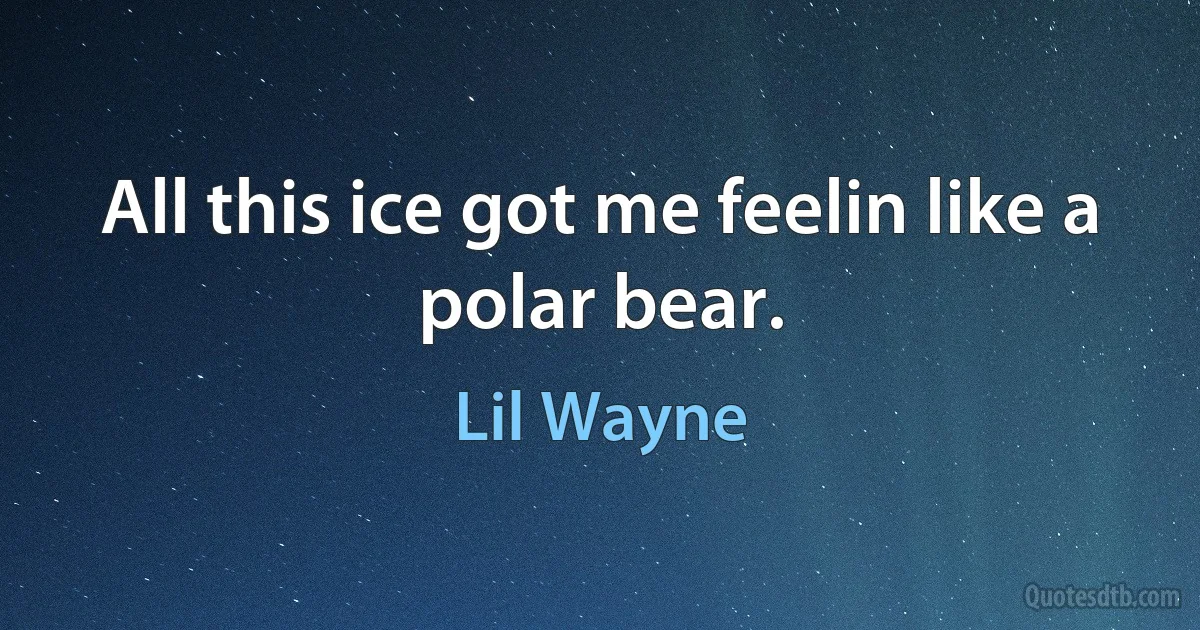 All this ice got me feelin like a polar bear. (Lil Wayne)