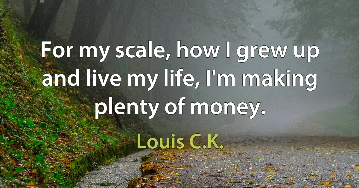 For my scale, how I grew up and live my life, I'm making plenty of money. (Louis C.K.)