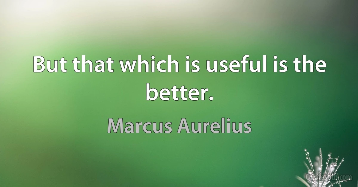 But that which is useful is the better. (Marcus Aurelius)