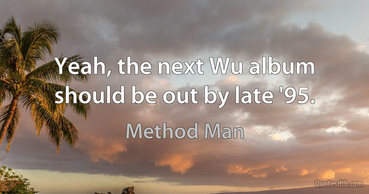 Yeah, the next Wu album should be out by late '95. (Method Man)