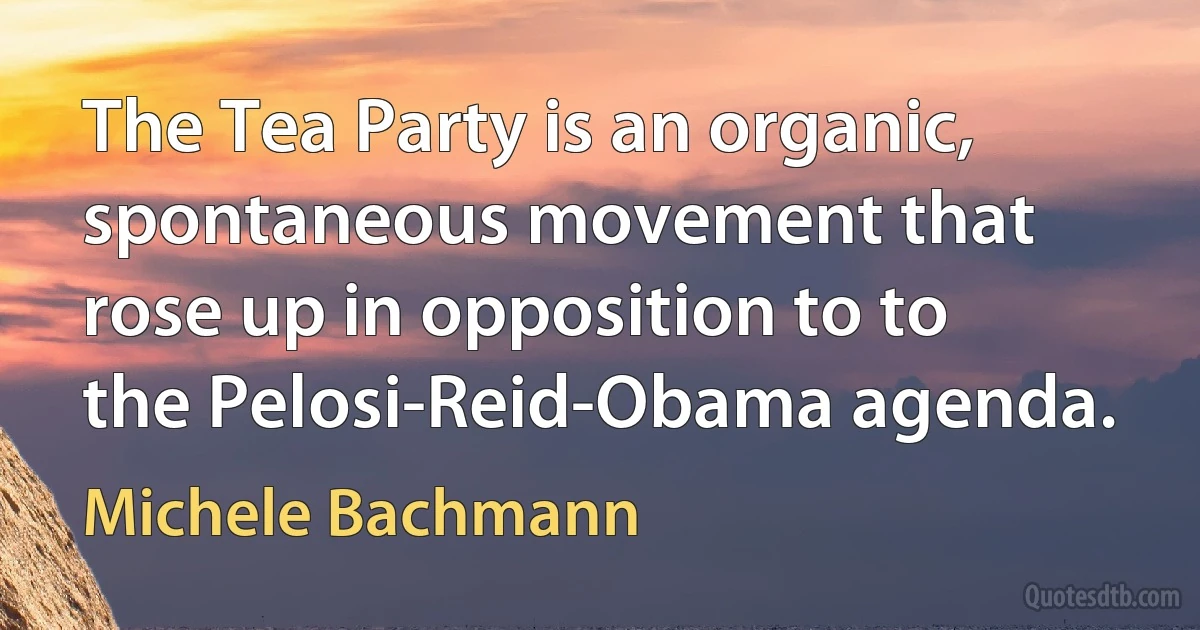 The Tea Party is an organic, spontaneous movement that rose up in opposition to to the Pelosi-Reid-Obama agenda. (Michele Bachmann)