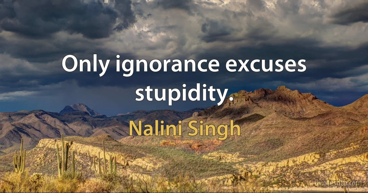 Only ignorance excuses stupidity. (Nalini Singh)