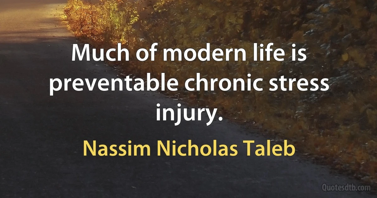 Much of modern life is preventable chronic stress injury. (Nassim Nicholas Taleb)