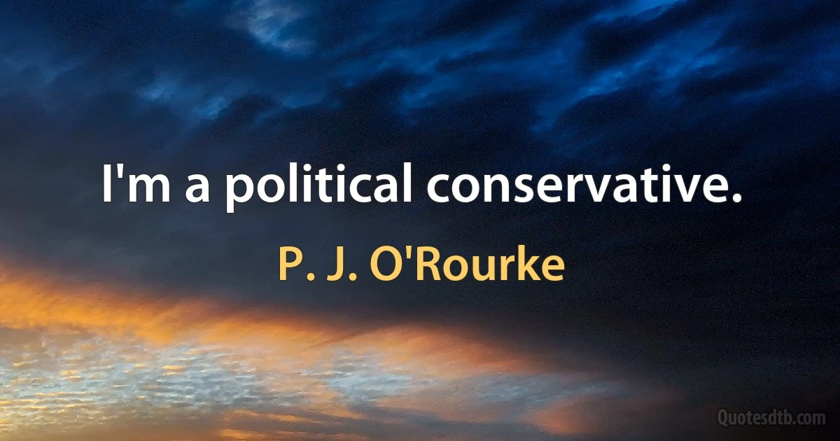 I'm a political conservative. (P. J. O'Rourke)